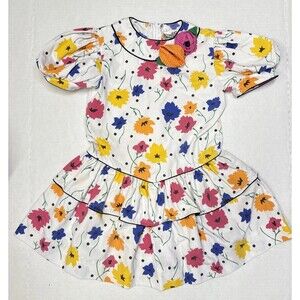 VTG Baby Togs Girl Toddler Dress White Floral Princess Party Size 5